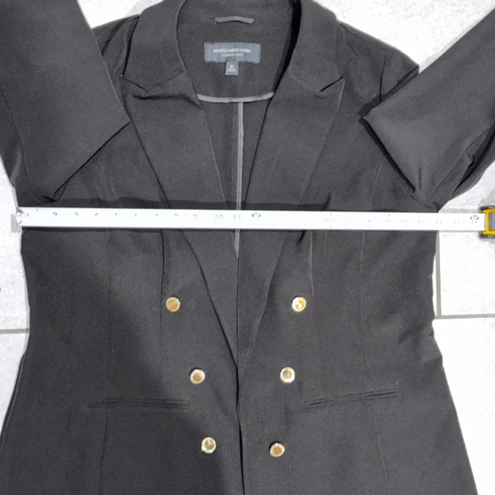 MARC NEW‎ YORK ANDREW MARC Double Breasted Blazer Black Gold Buttons Sz 1X